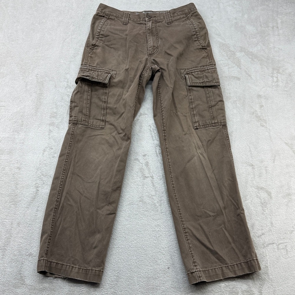 VTG Old Navy Cargo Pants Mens 28x30 Brown Loose Fit Utility Workwear Cotton Y2K